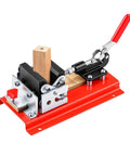 No Bull Adjustable Pen Blank Vise And Square Drill Jig For Fast Lane Pen Making Includes Heavy Duty MDF Safety Plate Accepts Eight To Thirty Three Millimeters Quickly Hands Down Top Tier Gear For Woodturners Craving Flawless Precision With Zero Drama, showcasing adjustable clamp and wooden tube.