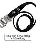 4 Pack Bike Pedal Toe Straps Universal Toe Clips With Clamp Lock, 50 cm long, 12 mm wide, black nylon, for cycling and training.
