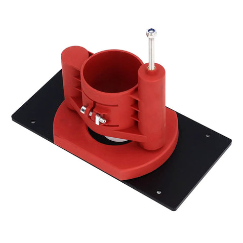 Heavy Duty Router Lift Table System Featuring Smooth Crank Adjustment And Rock Solid Aluminum Build That Locks Down Tight and delivers precision with a red lift base component.