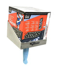 Rag Box Dispenser Rack For The Garage And Shop Aluminum Organizer For Quick One Hand Rag Grabs Paper Towel Storage Silver with box inserted.