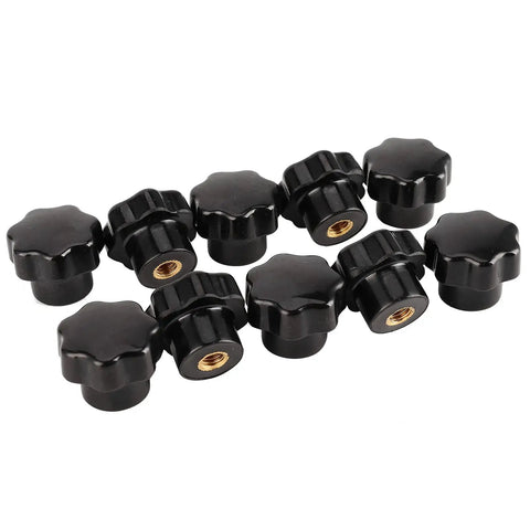 7 Star Soft Knob Holder With Brass Core For Machine Tools, Easy Grip Knob Holder For 6mm Thread, Pro Grade Workshop Gear Pack Of 10, Durable Smooth Surface, Ergonomic And Practical. Black 6mm brass-core knob holders pack of 10