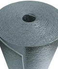 Double Sided Reflective Foam Insulation Roll That Blows Away Utility Bills Blocks Radiant Heat Quick Peel Hang For Attics Walls And Crawlspaces R8 Rated Ultra Thick Five Millimeter Core Seventy Two By Two Hundred Feet Made In Usa, rolled up.