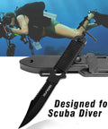 Dive Knife With Holster And Dual Sheath Black Premium Scuba Knife With Thigh And Leg Straps Ultra Sharp 440C Stainless Divers Knife