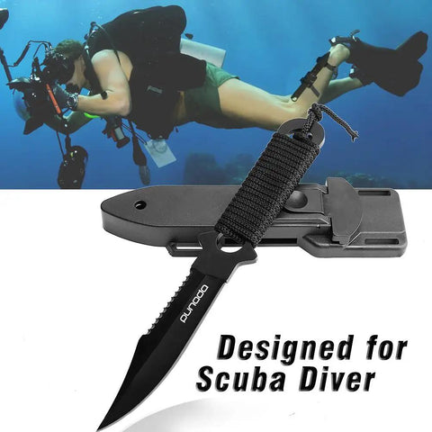 Dive Knife With Holster And Dual Sheath Black Premium Scuba Knife With Thigh And Leg Straps Ultra Sharp 440C Stainless Divers Knife