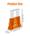 Heavy Duty Automotive Blade Fuses Assortment Kit With Puller 3 To 40 Amp Set for plug and play repairs, showing dimensions of an orange blade fuse.