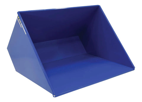 Solid Workhorse Steel Self Dumping Hopper For Forklift 3 Cubic Yard 2000 Lb Payload Capacity interior view in blue color
