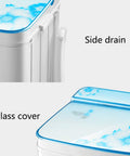 No Sweat Portable Washer With Easy Turn Timer Semi Auto Laundry Machine Featuring Frosted Glass Lid And Convenient Filter Basket Made For College Dorms Rv Camper Trips And Cramped Apartment Living side drain and frosted glass cover