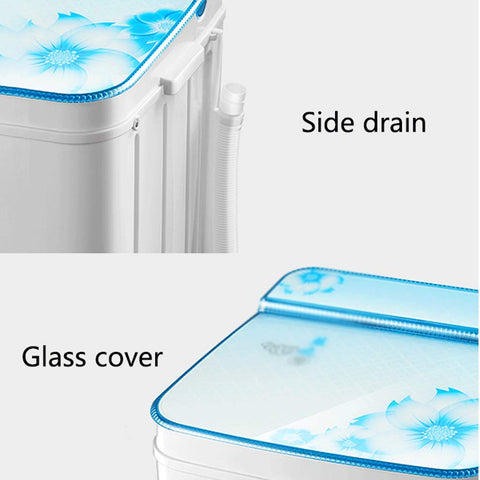 No Sweat Portable Washer With Easy Turn Timer Semi Auto Laundry Machine Featuring Frosted Glass Lid And Convenient Filter Basket Made For College Dorms Rv Camper Trips And Cramped Apartment Living side drain and frosted glass cover