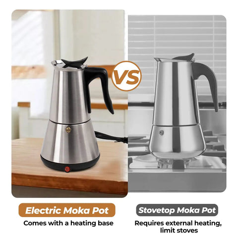 Electric Aluminum Moka Pot For 5 To 6 Cup Espresso Maker With Detachable Base Quick Plug In Home Coffee Barista Vibe Mocha Pot