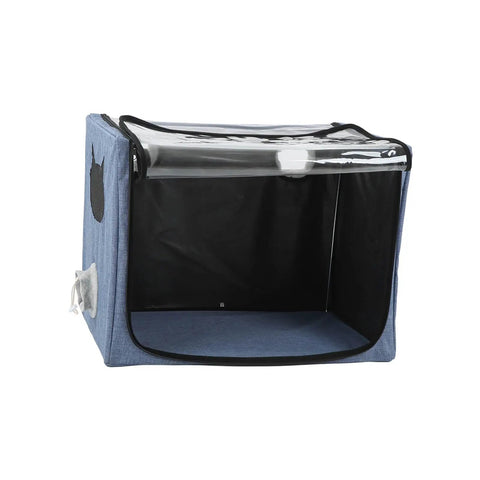 Pet Nebulization Box For Small Animals, Portable Oxygen Inhalation Chamber, folding design, transparent top for pet monitoring.