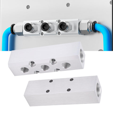 Built To Last Aluminum Air Manifold For Shop Use 3 Way 5 Port Pneumatic Block Splitter With One Quarter Inch NPT Output