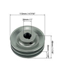 Double Groove V Belt Pulley, 4.45 Inch Outside Diameter, 1 Inch Fixed Bore, 2 Groove Sheave For A, 3L And 4L V Belts, Cast Iron Construction For Durability And Long Life.