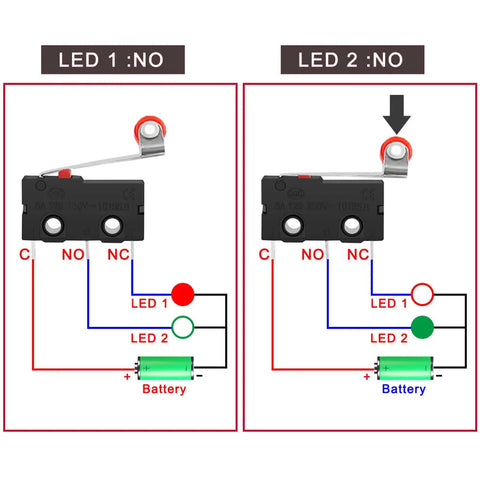 10 Pack Micro Limit Switch KW12 3 With Roller Lever Arm SPDT 1NO 1NC 250V 5A Open Close Compact 20x10x7mm wiring diagram