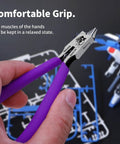 Person holding Ultra Thin Model Nippers For Beginners And Hobbyists, Precision Single Edged Cutter With Non Slip Grip, 4.7 Inch Tool For Clean, Smooth Cuts On Plastic Model Parts