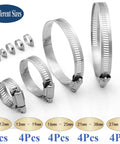 30Pcs 304 Stainless Steel Hose Clamps Set With 6-51mm Adjustable Worm Gear Clamps in 5 sizes for various uses