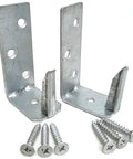 Wood Fence Rail Brackets EZ Hide Two Pack For Hooking Up 2x4 Rails To 4x4 Posts With Blind Connection, silver finish with screws.