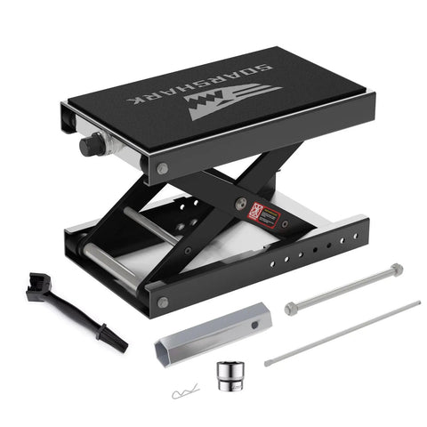 Beefy Heavy Duty Motorcycle Scissor Lift Jack 1100 Lbs Capacity With Upgraded M16 Screw And Dual Reinforcement Shafts non slip pad