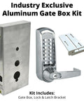 Heavy Duty Mechanical Gate Lock Kit with Slick Brushed Finish and Easy Keyless Entry Access Code for Metal Gates Rock Solid Mortise Latch.