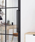 24 Inch Heavy Duty Flat Barn Door Push Pull Handle Double Sided For Wood Glass Aluminum Doors Gates, installed on glass door