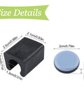 Size details of Set Of 30 Furniture Glider U Shaped Chair Pads With Round Teflon Sliders for cantilever chairs and desks.