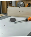 6 Pieces Nylon Buffing Wheels For Metal Finishing And Furniture Polishing With 75Mm Size And 10mm Hole Diameter on workbench.