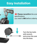 Installation guide for Top Shelf Standing Desk Casters With Lockable M8 Stem Rollers checking M8 specs and using wrench.