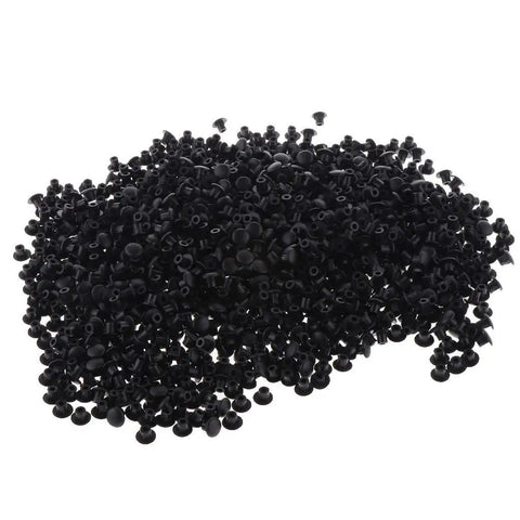 1000 Pack White Hinge Hole Plugs For Furniture, black hole covers for iron plates, hide screws and holes, shown in bulk