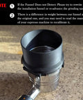 Portafilter Funnel For Ninja Luxe Espresso Machines Barista Grade Anti Splash Reusable Dosing Ring Replacement Coffee Funnel Compatible With ES501 ES601 ES655CO Luxe Series Home Cafe Dessert Shop Accessory installed on a portafilter