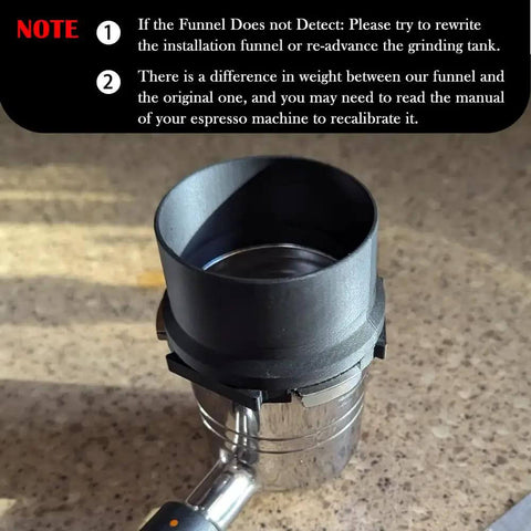 Portafilter Funnel For Ninja Luxe Espresso Machines Barista Grade Anti Splash Reusable Dosing Ring Replacement Coffee Funnel Compatible With ES501 ES601 ES655CO Luxe Series Home Cafe Dessert Shop Accessory installed on a portafilter