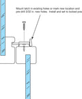 Installation diagram for Window Sash Lock Three Eighths Inch Projection Snug Fit For Vinyl And Aluminum Sliding Windows.
