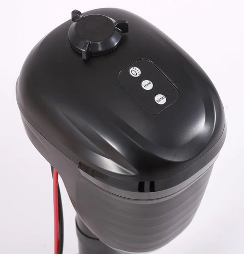 Electric RV trailer tongue jack with touchpad controls, black finish, 12V, 4,000 lb lift