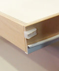 Close-up view of the sliding mechanism for the Brown Sliding Pull Out Cabinet Organizer With Hassle Free Base Install And Smooth Glide Tracks Perfect For Pantry Drawers Or Bathroom Vanity Storage Delivering A Just Right Custom Fit That Seriously Levels Up Your Space.
