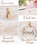 Darn Good Wooden Wedding Card Box With Secure Lock And Wide Card Slot Total Party Hit For Collecting Guest Envelopes and Sweet Wishes at Wedding Receptions, showcases secure lock and 8-inch slot.