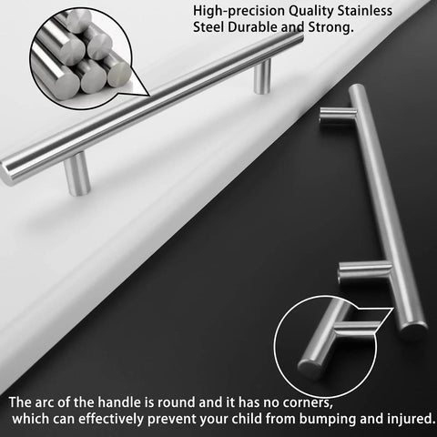 Slick 25 Pack Brushed Nickel Cabinet Pulls Measuring Three Point Seven Five Inch Center Spacing Easy Peasy Mounting Heavy Duty Construction showing sleek stainless steel design.