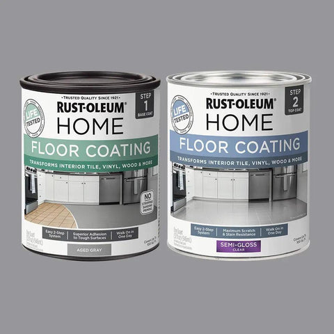 DIY Budget Friendly Floor Coating Kit For Home Interiors Semi Gloss Aged Gray Water Based Finish For Ceramic Tile Porcelain Tile Concrete Hardwood Laminate And Vinyl No Sanding Priming Or Stripping Needed cans