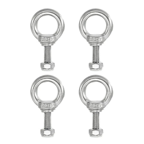 Rugged 304 Stainless Steel Eye Bolt M8x40mm With Lock Nuts And Spring Washers For Lifting, Hanging, And Tie Down Heavy Loads On Trailers, Trucks, And Outdoor Gear, 4-pack