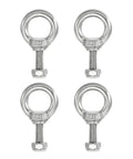 4 Pack 304 Stainless Steel Eye Bolts M8 x 40mm With Flange Lock Nuts And Spring Washers Built Tough For Lifting Hanging And Tie Down Gear Outdoors And Indoors, four bolts with nuts