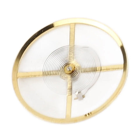 Pro Grade Alloy Gold Balance Wheel Replacement For Watch Movements, Premium Craftsmanship, top view of gold balance wheel component