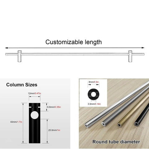 Badass Adjustable Aluminum Floating Shelf Brackets Hella Sturdy Guardrail Mounts For Cabinets And Collectibles showing customizable lengths and tube sizes.