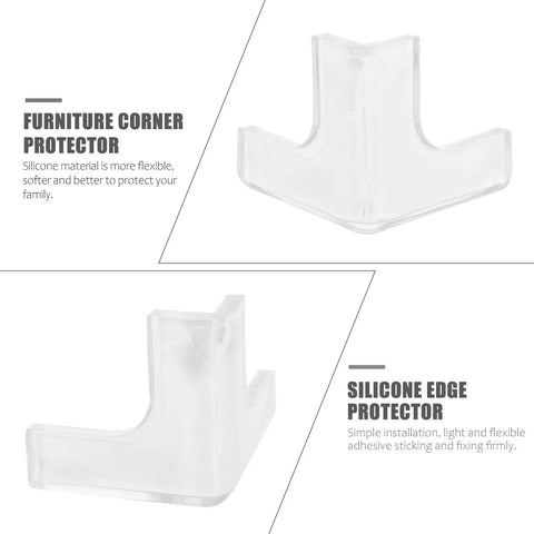 Eight Pack Silicone Corner Protectors For Furniture And Desks Easy Peel And Stick No Drilling Needed Ultra Thin Stylish Design Corner Guard.