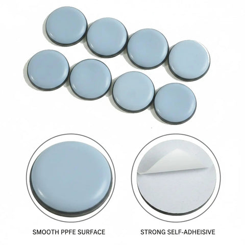 No-Slip PTFE Furniture Sliders With Adhesive Backing, 0.63 Inch Round Glide Pads For Hardwood Floors shown in blue color