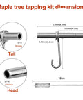 Stainless Steel Maple Syrup Tapping Kit With Six Spiles And Hooks And Two Cleaning Brushes dimensions and details