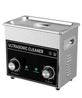 Top Shelf Ultrasonic Cleaner 2.3 Liter Tank 180 Watts Runs Like A Champ Cracking Carbon Deposits On Fuel Injectors Adjustable Heat Touch Panel Timer Bright Led Screen with control knobs and digital display.