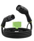 Kickstart Your Roll With This Heavy Duty EV Extension Cord Boasting Dual Head Plugs 16A 32A Fast Charge and silver plated contacts on a black coiled cable.