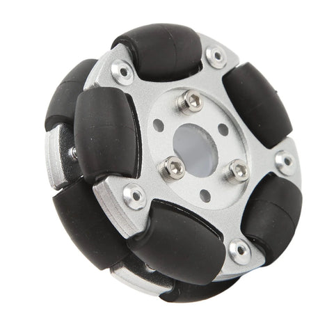 Robot omni wheel with aluminium alloy hub, 60mm diameter and six black rollers