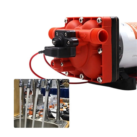 Essential 12 Volt Self Priming Diaphragm Water Transfer Pump For Boat Showers And Toilets Durable 42 Series Motor Compatible With Marine Plumbing Systems Reliable Performance For Onboard Living And Water Management Needs