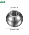 Four Pack Threaded Ball Nut Knobs M5x10mm 304 Stainless Steel Female Thread Ball Nut Caps For Lighting Fixtures Machinery DIY Round Solid Heavy Duty Screw Caps Silver, M5, 10mm