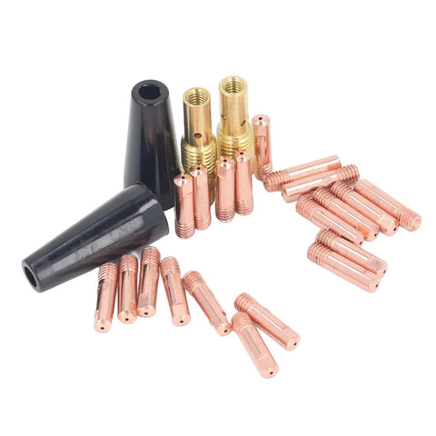 24 Pcs MIG Welding Gun Consumables Kit For FY 15AK With Copper Tips Nozzles And Diffusers Replacement Parts Complete Accessory Set