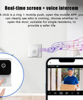 WiFi Smart Video Doorbell With 720P HD Camera And Built In Chime, Wireless Doorbell Cam With PIR Motion Alerts in use with phone app screen.