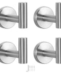 304 Stainless Steel Towel Hooks And Robe Hooks Wall Mounted With Brushed Nickel Finish Heavy Duty Coat Hooks 4 Pack